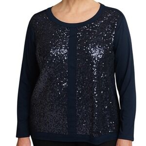 Thomas Rabe Women's Sequined Long Sleeve Lined Elegant Chic Style Blouse Size 16